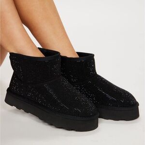 Black Embellished Short Booties
